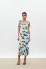 Layla Midi Φόρεμα - White/Blue Floral