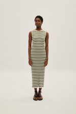 Maxi Φόρεμα Ριγέ - Χακί