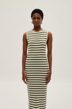 Maxi Φόρεμα Ριγέ - Χακί - Image 3