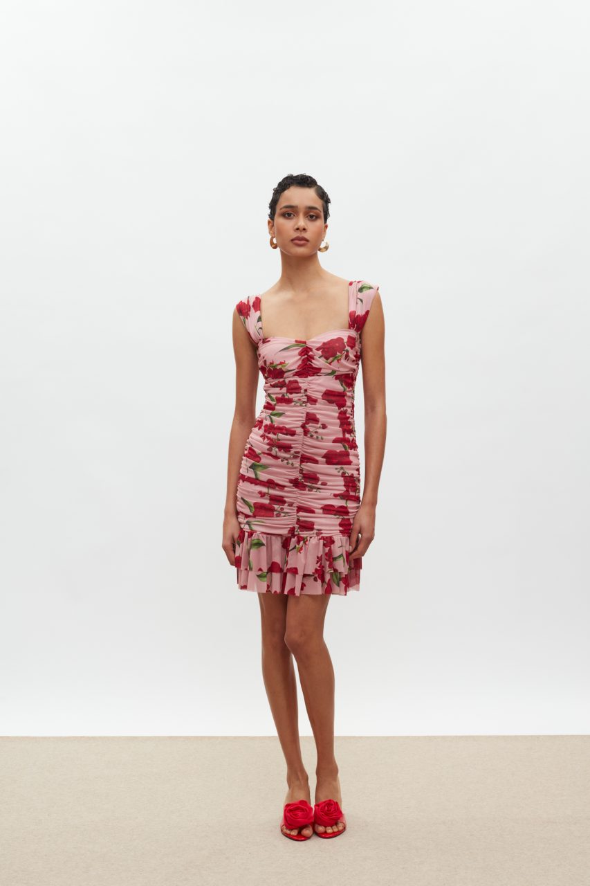 WEB_MIXMATCH_SS252192 Layla Mini Φόρεμα - Pink/Red Orchids - Image 1