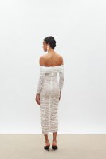 Louise Off Shoulder Φόρεμα - Lace Λευκό - Image 2