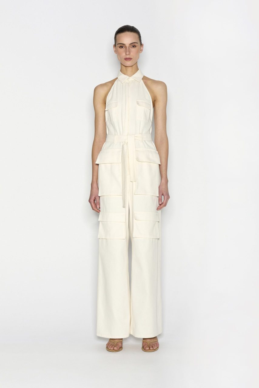nrss2520594 NR Palm Jumpsuit - Εκρού - Image 1