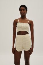 Πλεκτό Σορτς Combos - Εκρού/Μαύρο
