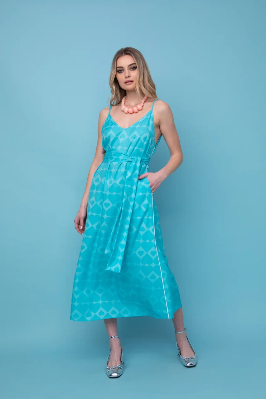 V2A1053 Lya Φόρεμα - Turquoise Heart - Image 1