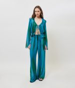 Valetina Printed Παντελόνα - Aqua Green