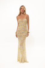 VK Chamomile Print Strapless Mesh Dress - Image 2