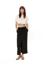 Black Straight-Line Midi Skirt - Image 2