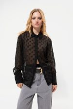 Black Shirt With Charm Garlic Print - Image 2