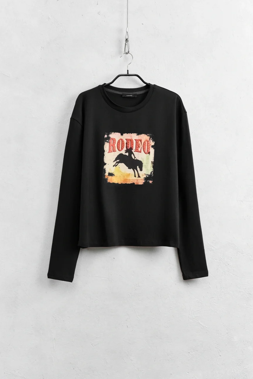 cotton-blend-top-with-print (2) Top Rodeo Print - Μαύρο - Image 1