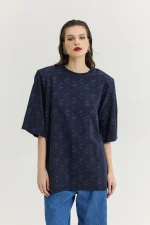 Sahara T-Shirt - Flower Dark Blue - Image 4