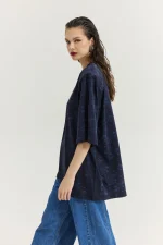 Sahara T-Shirt - Flower Dark Blue - Image 3