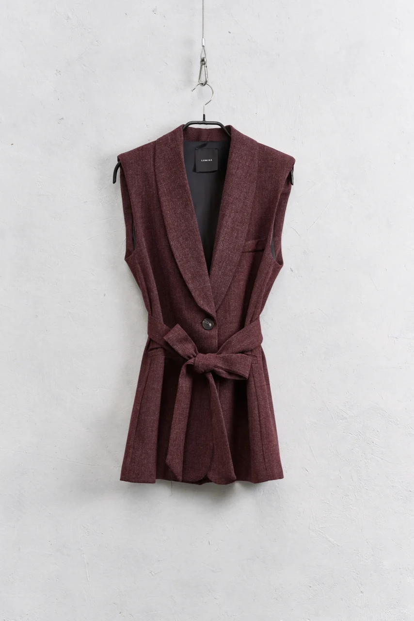 vest-with-belt Γιλέκο - Μπορντό - Image 1