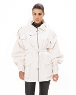 White Faux Leather Jacket - Image 2
