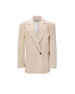 VK Creme Faux Leather Blazer