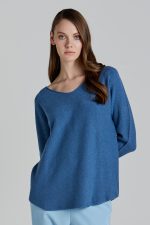 V-Neckline Soft Knit - Indigo