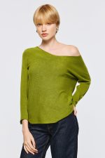 V-Neckline Soft Knit - Olive Green