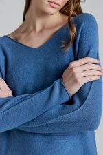 V-Neckline Soft Knit - Indigo - Image 3