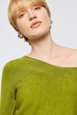 V-Neckline Soft Knit - Olive Green - Image 3