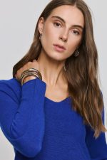 V-Neckline Soft Knit - Blue Royal - Image 3
