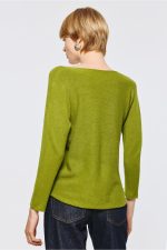 V-Neckline Soft Knit - Olive Green - Image 2