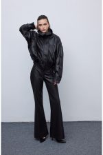 Leather Knots Pants Black