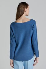 V-Neckline Soft Knit - Indigo - Image 2