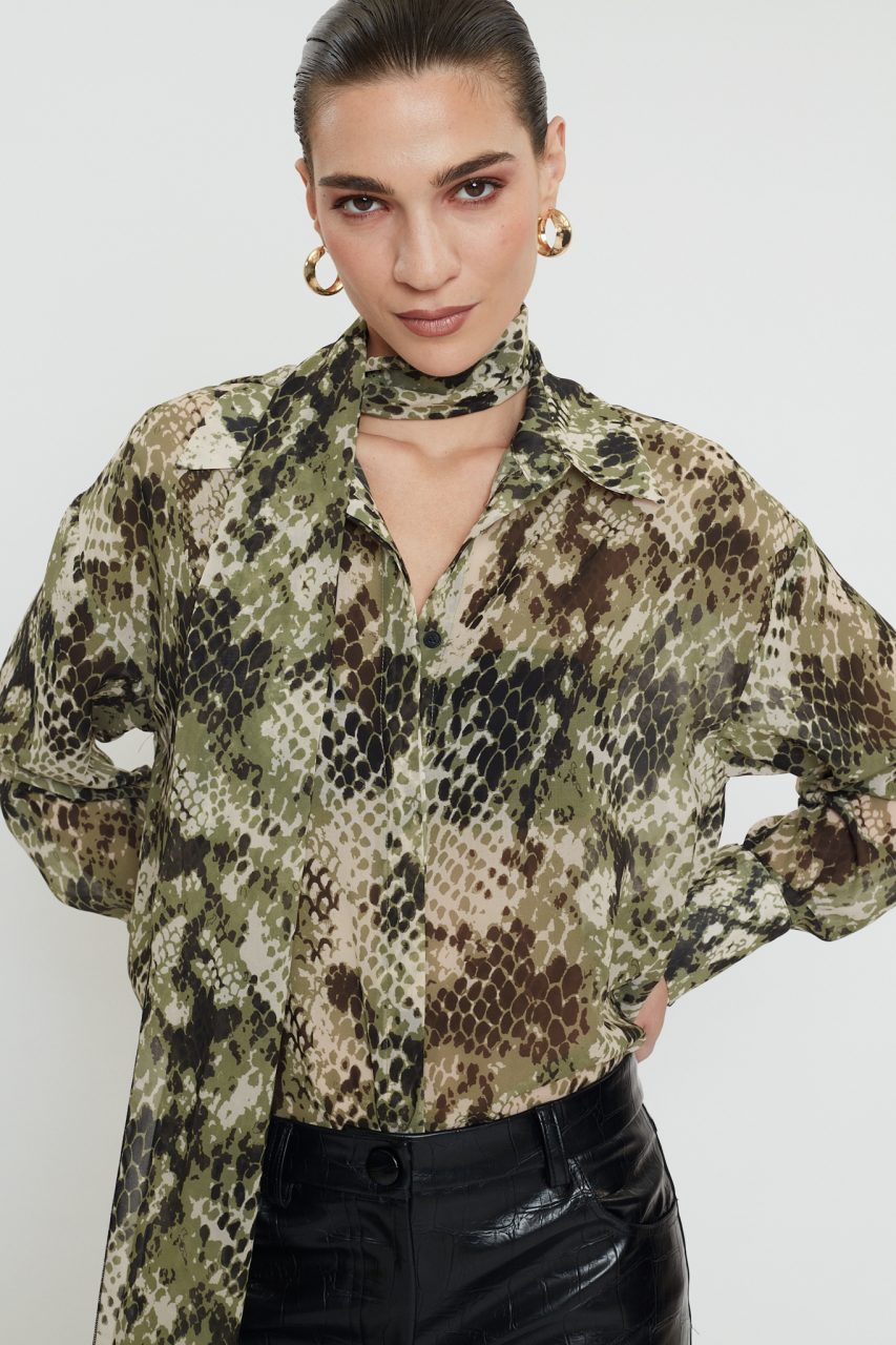 WEB_MIXMATCH_PF25-26_5809 Mila Πουκάμισο - Olive Snake - Image 1