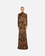 Golden-Brown Paisley Dress - Image 3