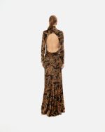 Golden-Brown Paisley Dress - Image 4
