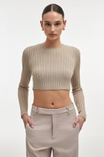 NR Femme Knitted Crop Top - Γκρι