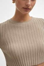 NR Femme Knitted Crop Top - Γκρι - Image 4