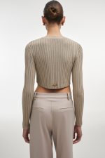NR Femme Knitted Crop Top - Γκρι - Image 2