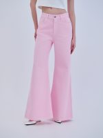 Denim Trousers Flared - Baby Pink - Image 3