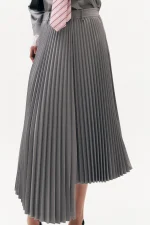 Midi Pleated Φούστα - Γκρι - Image 2