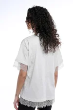Lace Tee - Εκρού - Image 2