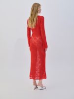 Maxi V Long Sleeve Φόρεμα - Κοραλί - Image 2