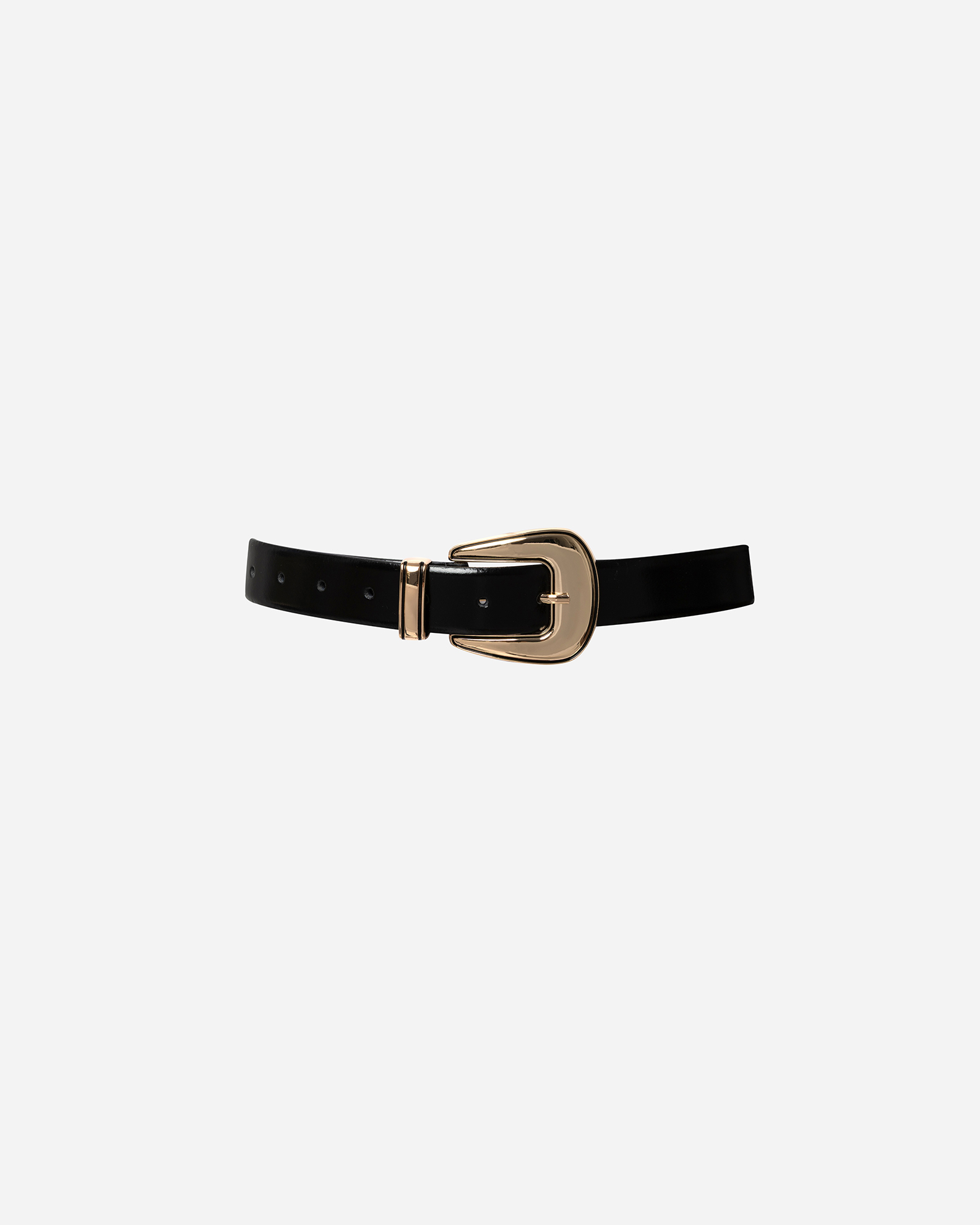 VK GHOST-177-2 Black Leather Belt With Gold Buckle - Image 1