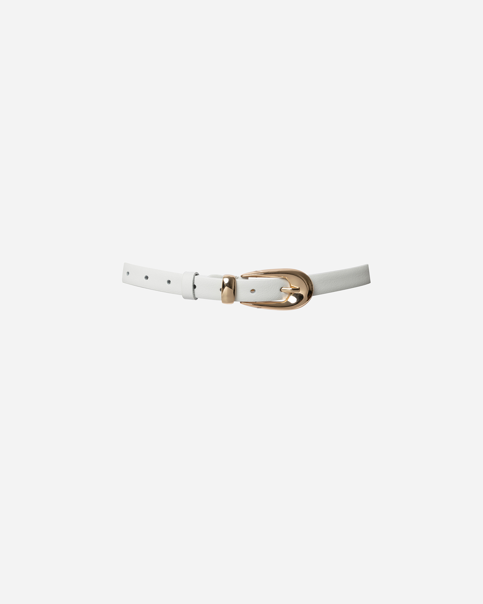 VK GHOST-181-2 (1) White Leather Belt With Gold Buckle - Image 1