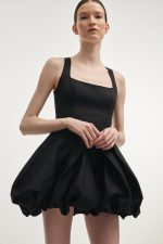 NR Hibiscus Bubble Mini Dress - Black - Image 3