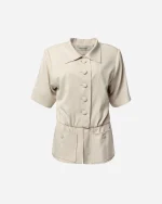Beige Short-Sleeve Blazer
