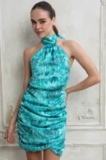 Serafina Mini Satin Halterneck Dress