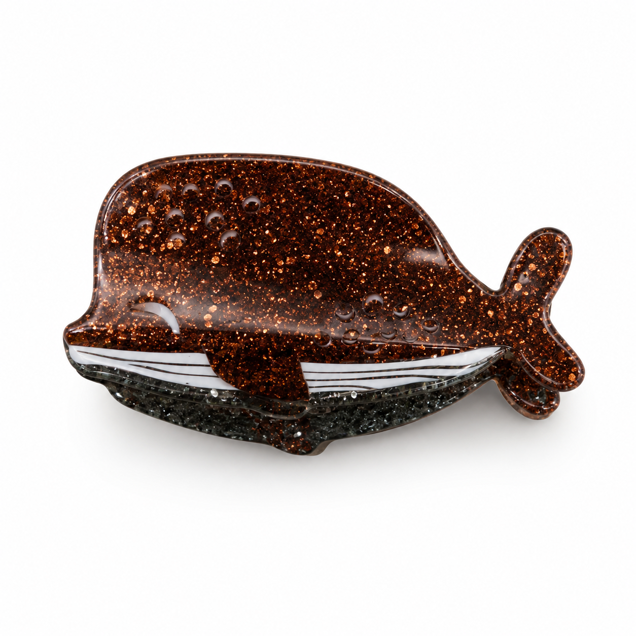 723ad979-d35c-418c-8aca-0abd2f859dc7 Brown Glitter Whale Hair Claw - Image 1