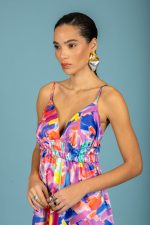 Tommaso Satin V-Neck Φόρεμα - Multicolor - Image 3