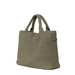 Handwoven Neoprene Medium Tote Τσάντα - Khaki - Image 2