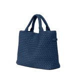 Handwoven Neoprene Medium Tote Τσάντα - Navy Blue - Image 2