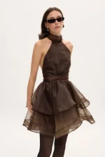 Margot Organtza Dress - Καφέ