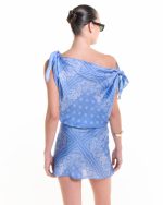 Light Blue Bandana Mini Dress - Image 2