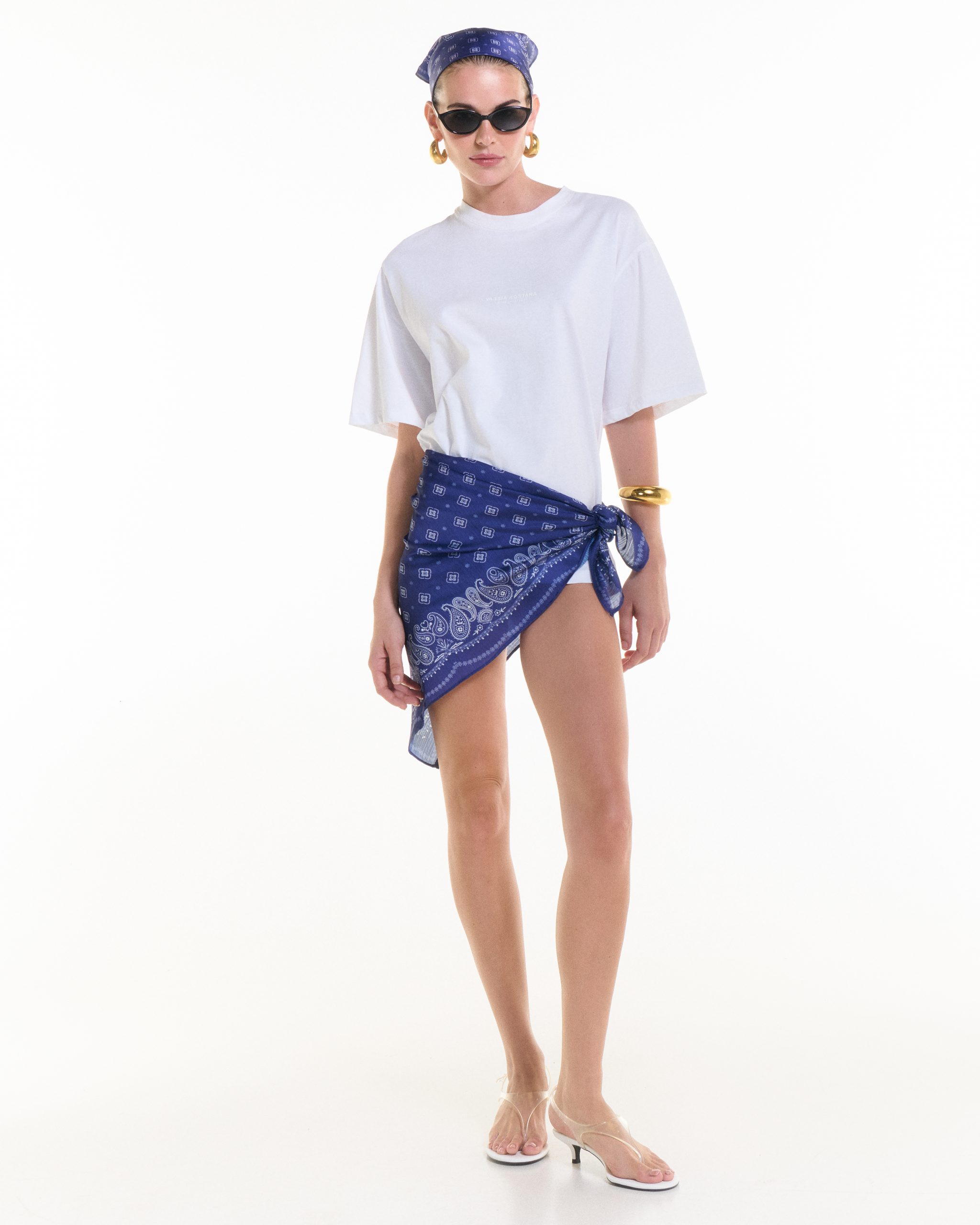 VASIA_KOSTARA_LOOKBOOK_SS266204 White T-Shirt With Blue Bandana - Image 1