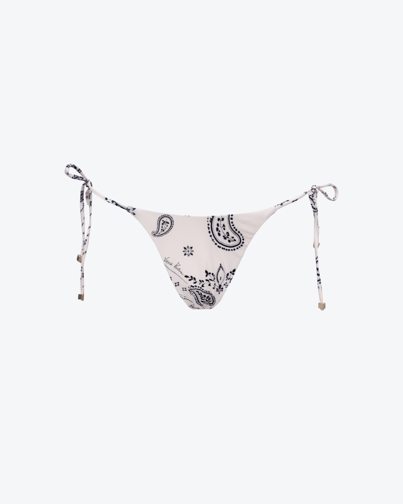 VK GHOST-189 Off-White Bandada Thin Strap Bikini Bottoms - Image 1