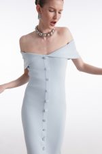 Fine Line Knitted Midi Dress Ciel - Image 2
